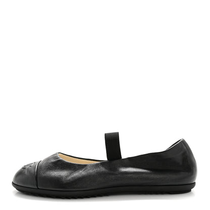 Chanel Lambskin Cap Toe CC Mary Jane Flats 38 Black 1 of 10