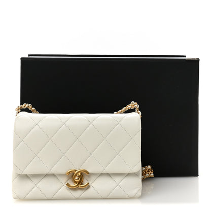 Chanel Lambskin Quilted Small CC Crystal Logo Chain Flap White 11 of 11