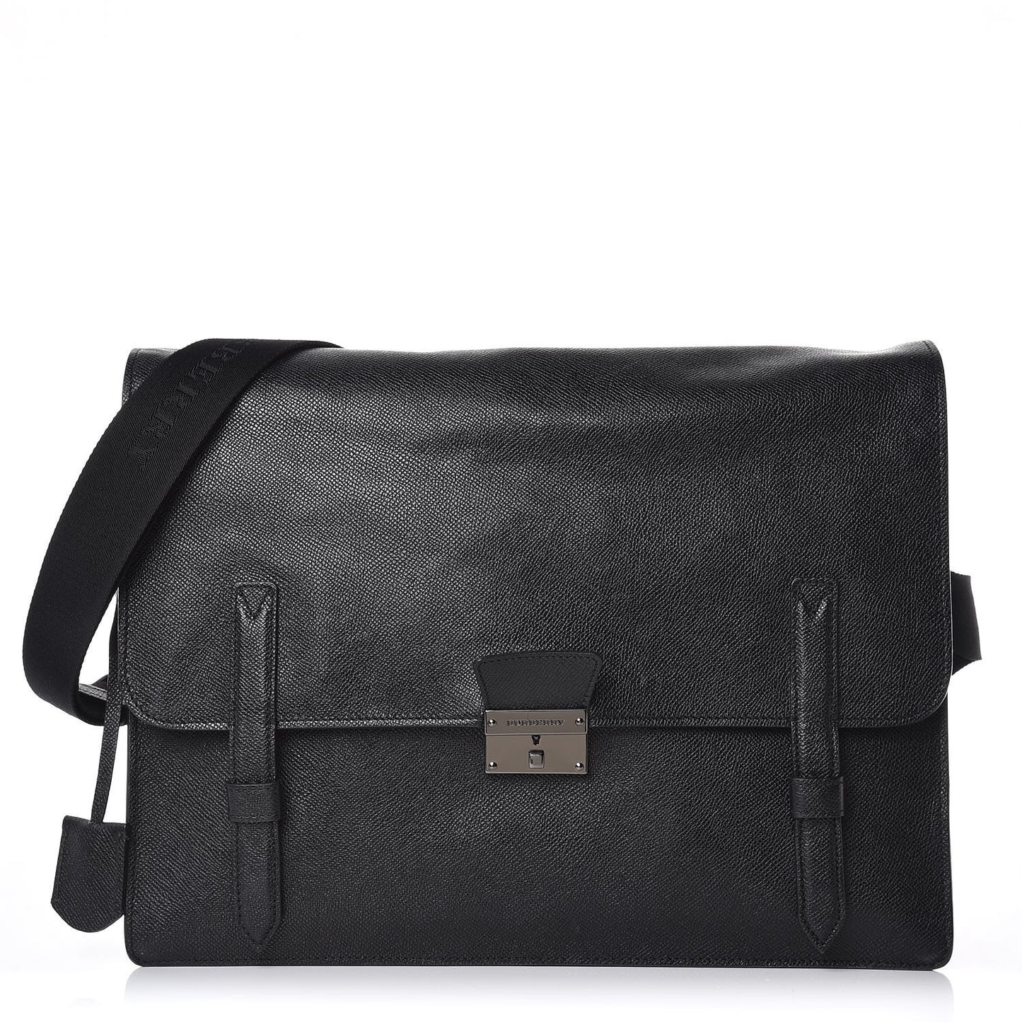London Grainy Calfskin Rivendale Messenger Bag Black
