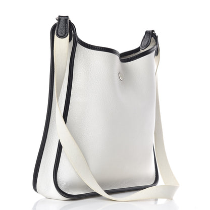 Hermes Taurillon Clemence Vespa PM White Black 3 of 16