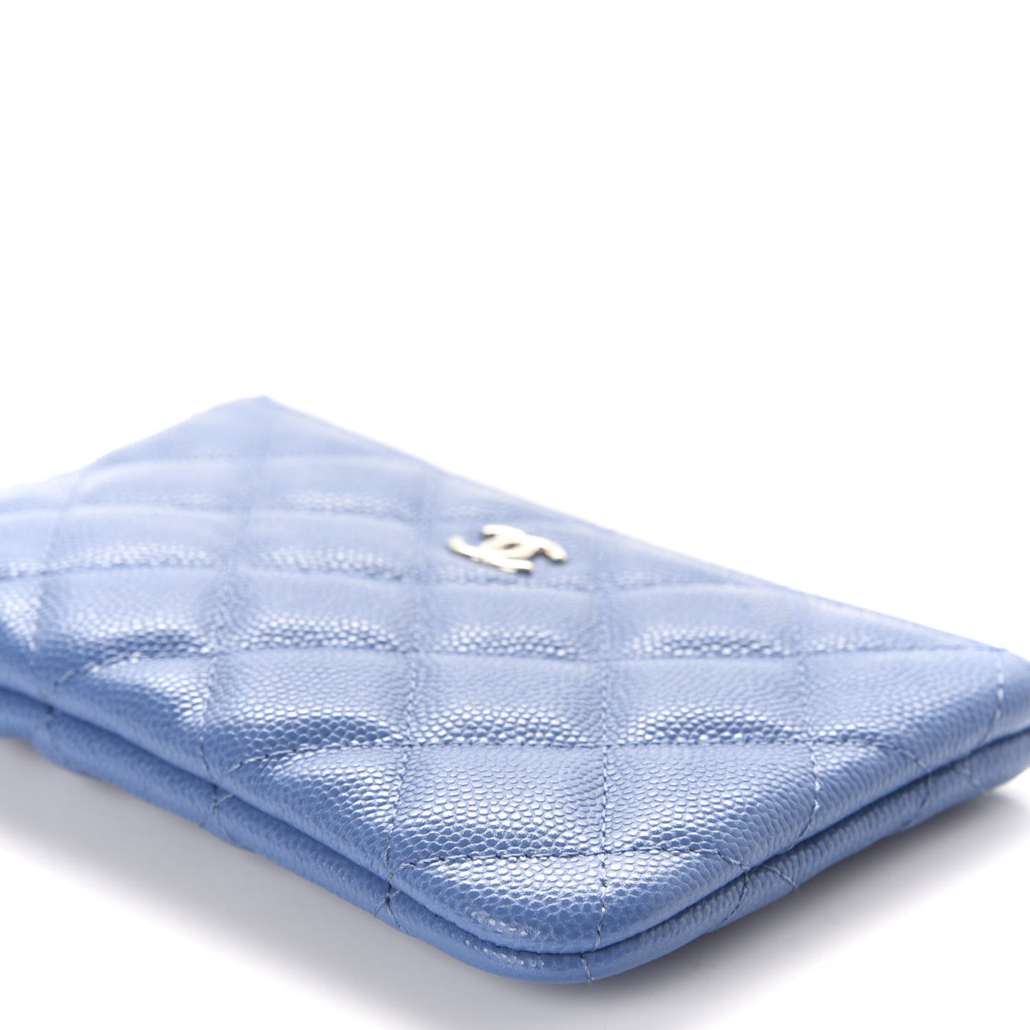 Caviar Quilted Small Cosmetic Case Blue
