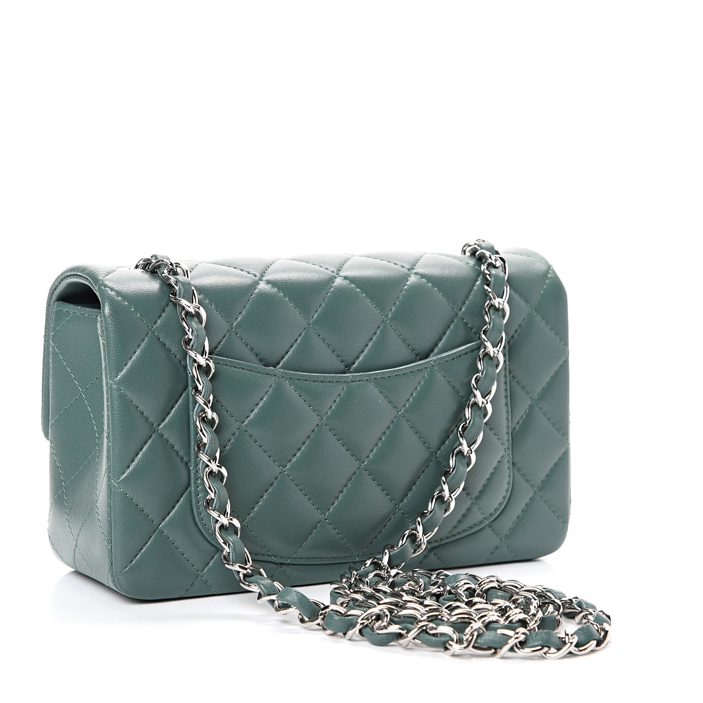 Lambskin Quilted Mini Rectangular Flap Green