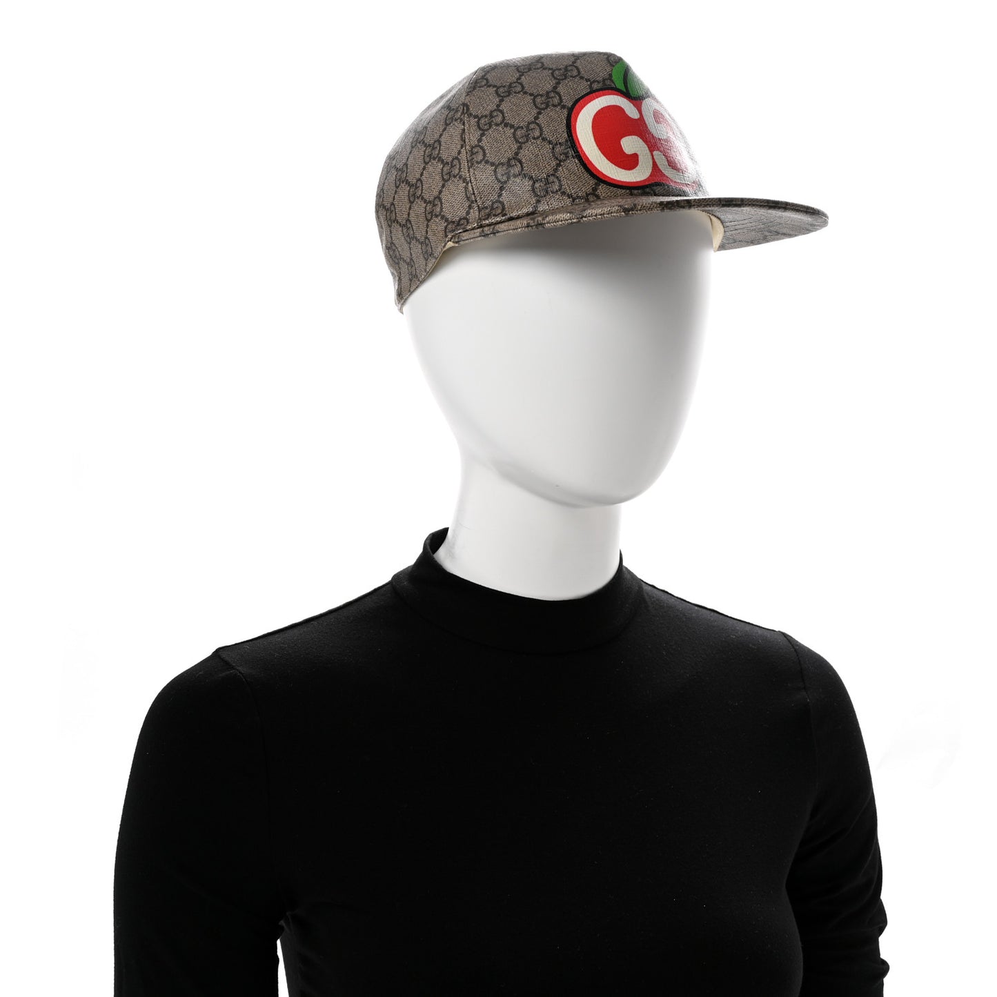GG Supreme Monogram Apple Print Baseball Hat L Beige Red