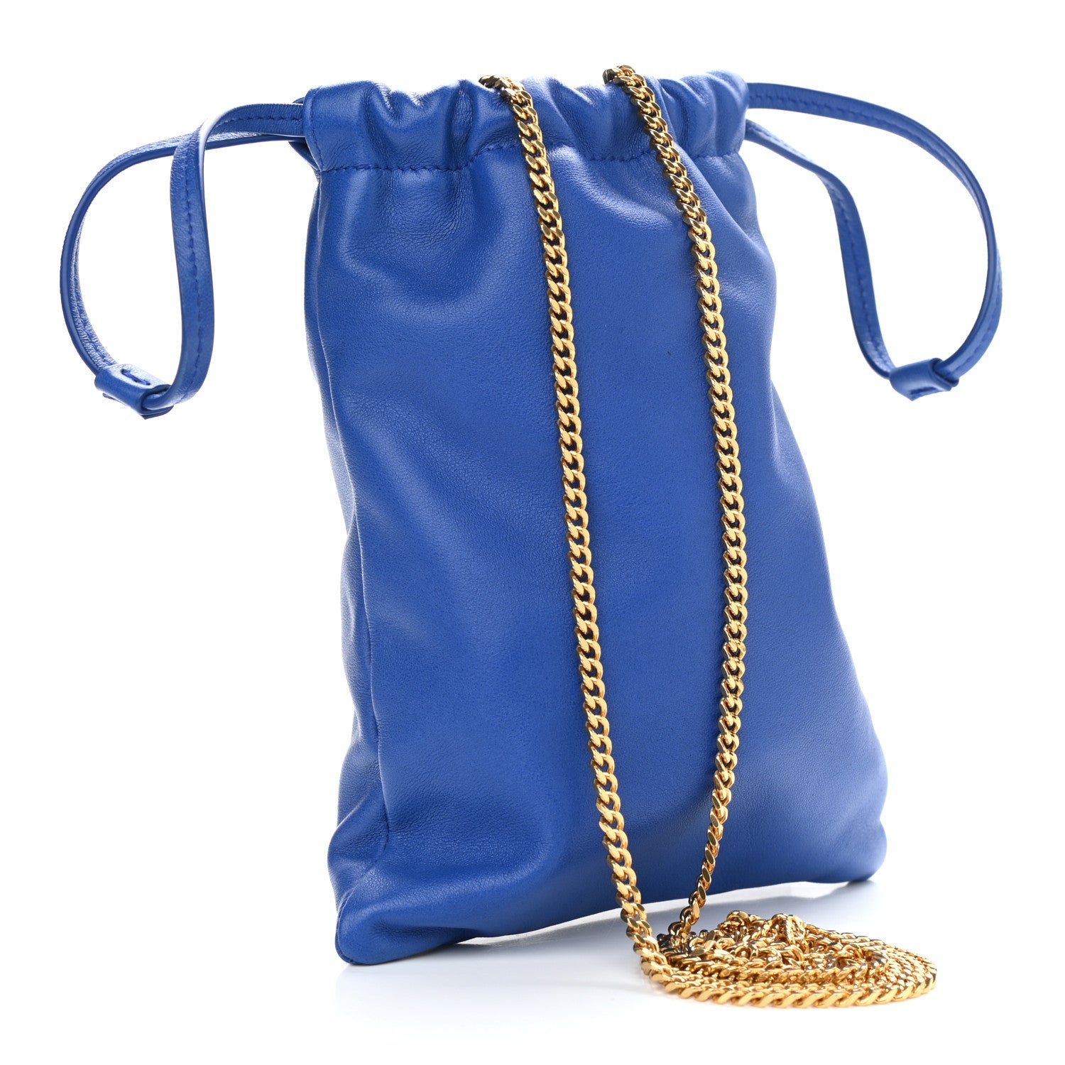 Saint Laurent Lambskin Paris Drawstring Pouch Bleu Majorelle 3 of 11