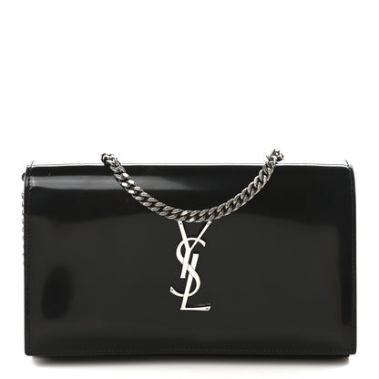 Saint Laurent Patent Calfskin Monogram Kate Wallet On Chain Black 1 of 9