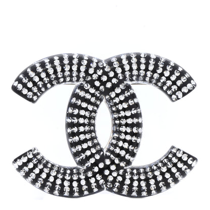 Chanel Resin Crystal CC Brooch Silver Black 1 of 4