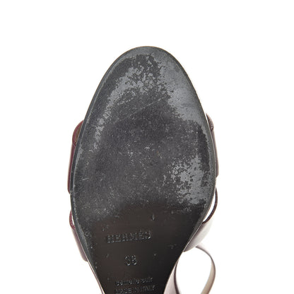 Hermes Calfskin Legend Wedge Sandals 38 Cassis 12 of 18