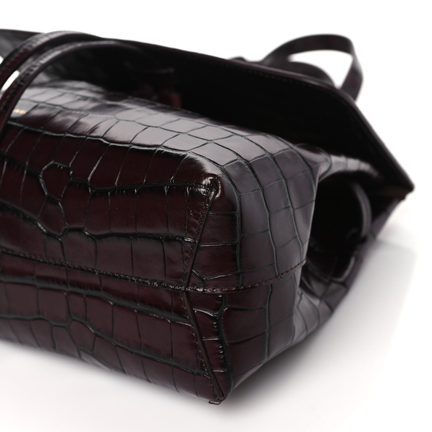 Calfskin Crocodile Embossed Lady Bag Burgundy