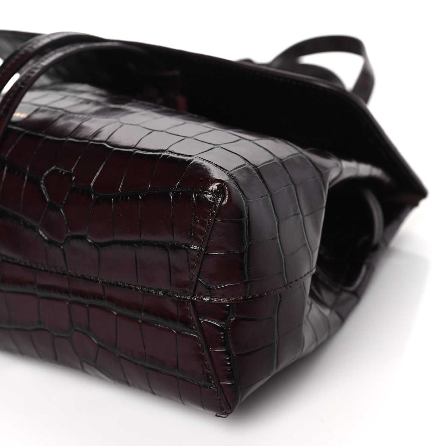 Mansur Gavriel Calfskin Crocodile Embossed Lady Bag Burgundy 8 of 8