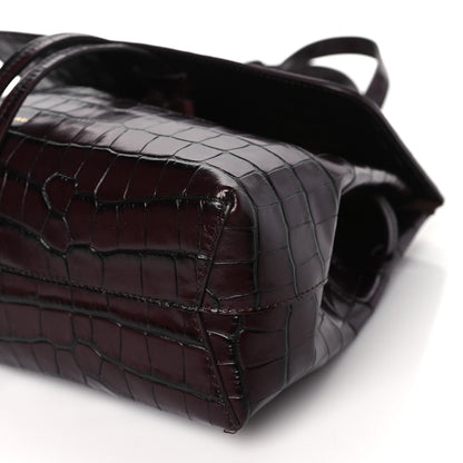 Mansur Gavriel Calfskin Crocodile Embossed Lady Bag Burgundy 8 of 8