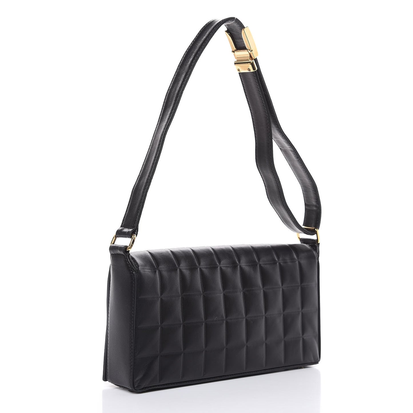 Lambskin Quilted CC Chocolate Bar Flap Black