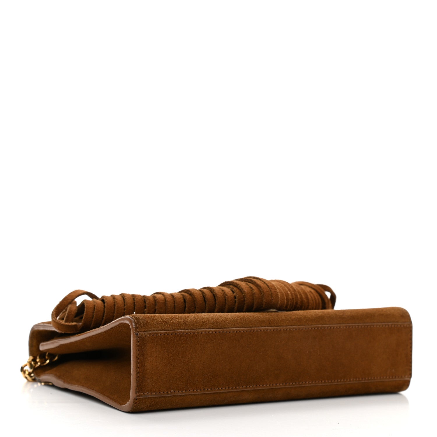 Saint Laurent Suede Fringe Small Monogram Satchel Light Ocre 6 of 17