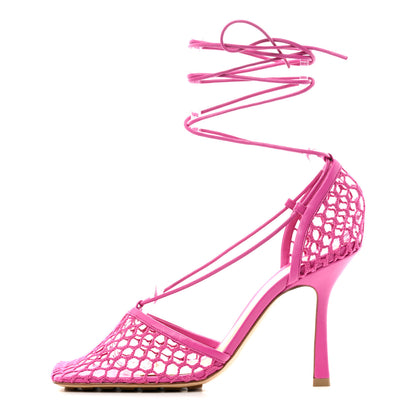 Bottega Veneta Mesh Nappa Stretch Ankle Tie 90mm Sandals 38.5 Hollyhock 1 of 7