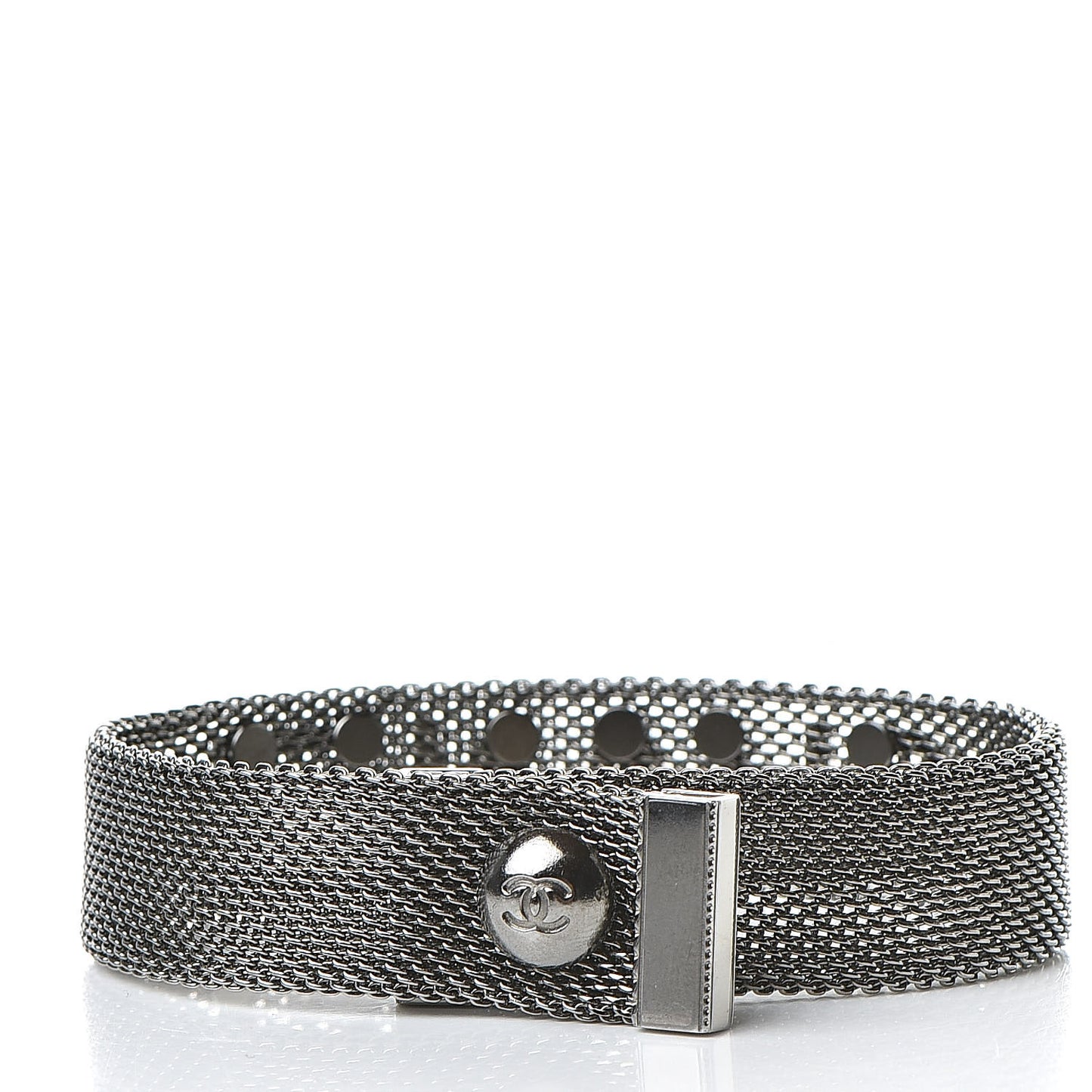 Metal Mesh Logo Bracelet Silver