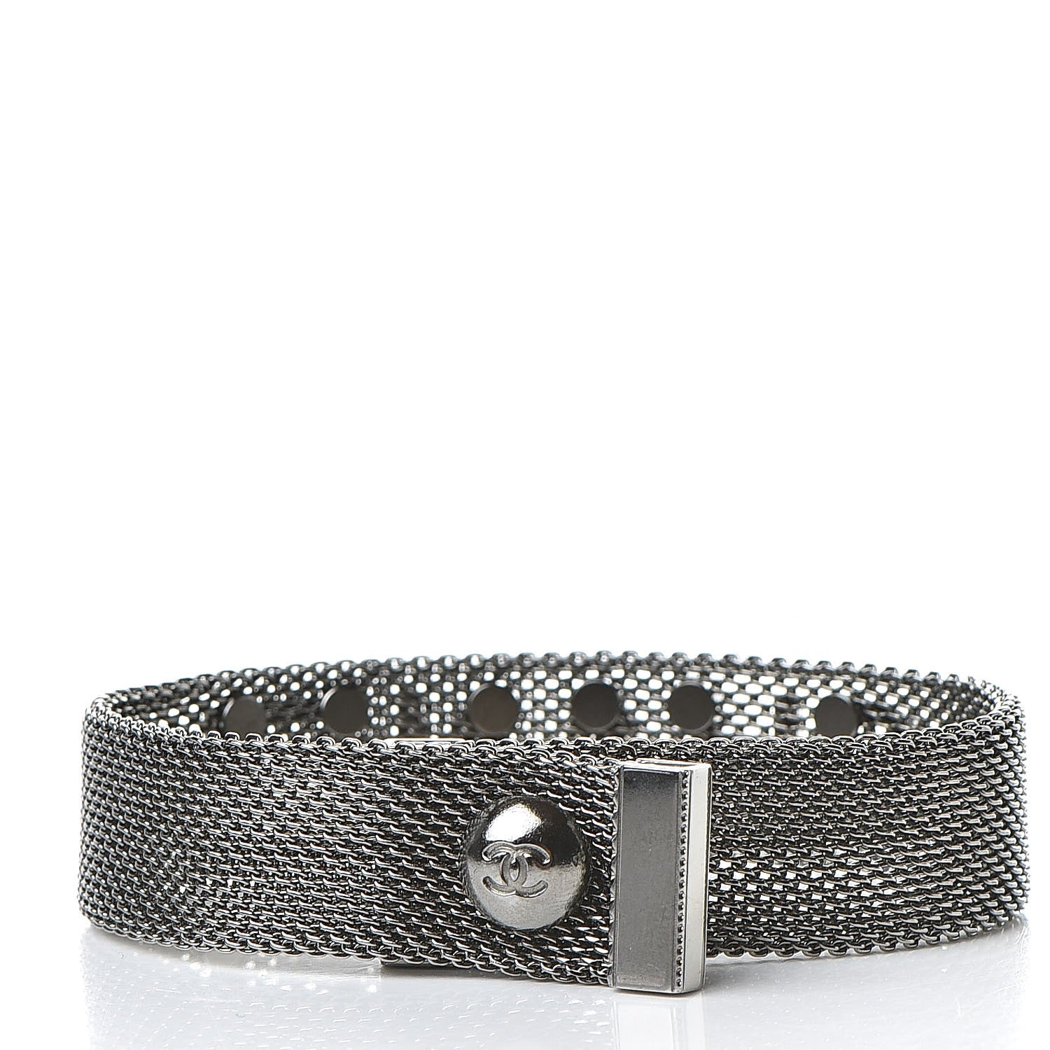 Chanel Metal Mesh Logo Bracelet Silver 3 of 5