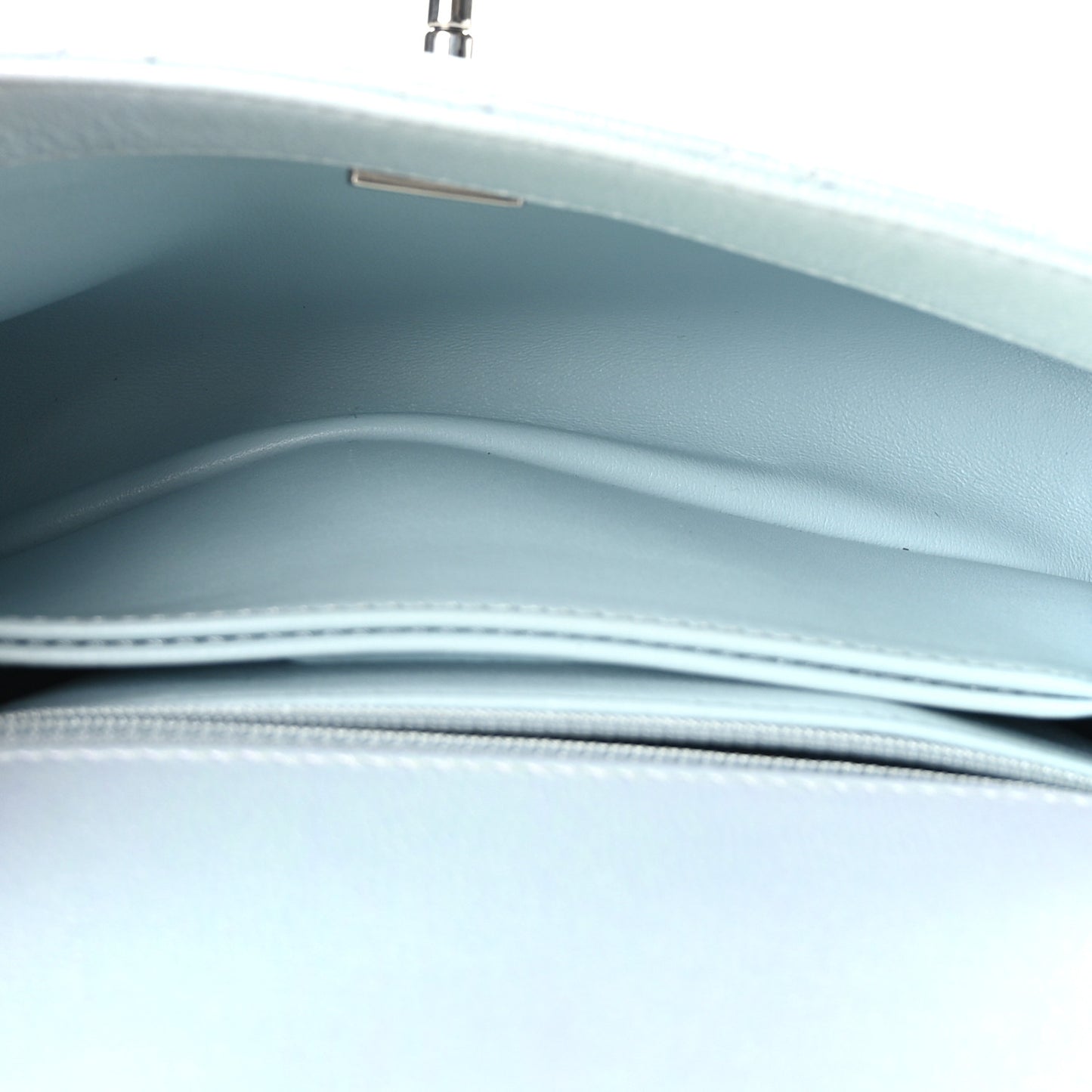 Iridescent Caviar Quilted Mini Coco Handle Flap Light Blue