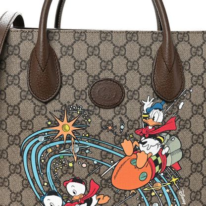 Gucci X DISNEY GG Supreme Monogram Donald Duck Retro Interlocking G Tote Bag Beige Multicolor New Acero 8 of 11