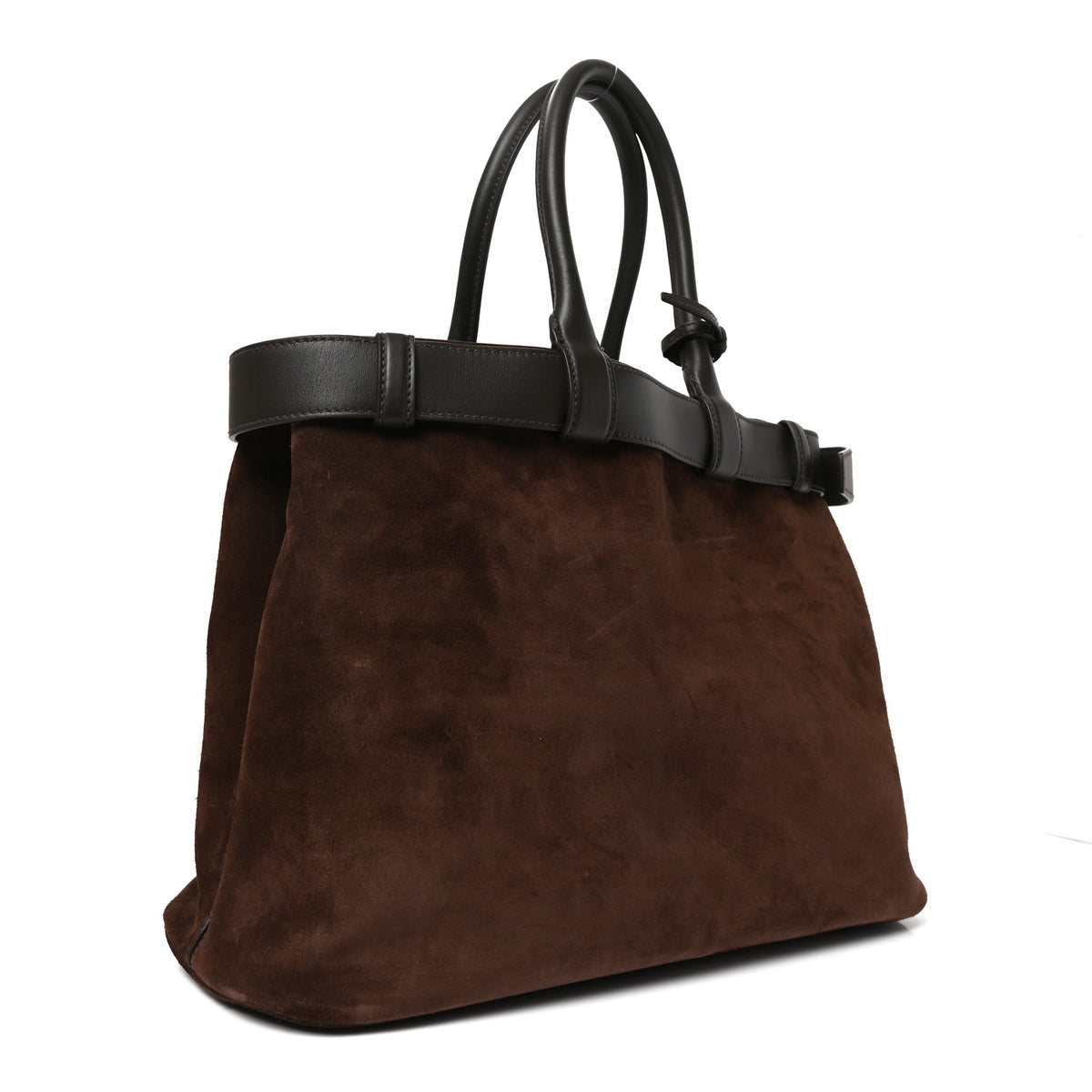Scamosciato Large Buckle Bag With Belt Cacao