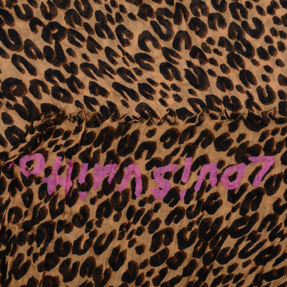 Louis Vuitton Cashmere Silk Leopard Stole Brown 5 of 7