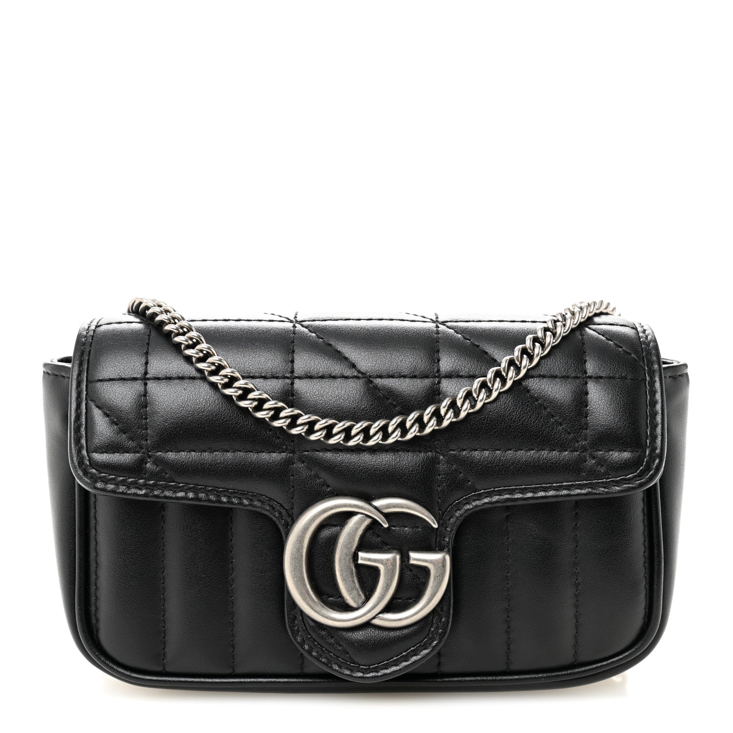 Gucci Calfskin Matelasse Aria Super Mini GG Marmont Shoulder Bag Black Black 1 of 10