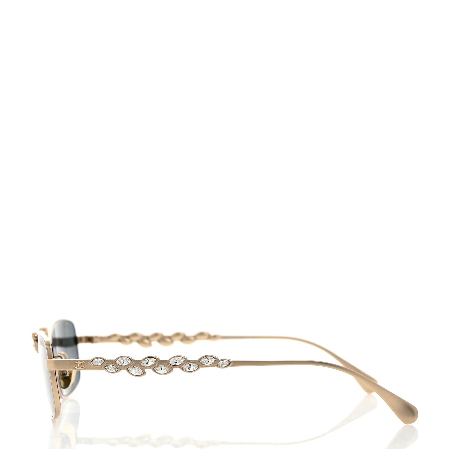 Metal Crystal Sparkling Wheat Rectangle Sunglasses 71584 Gold