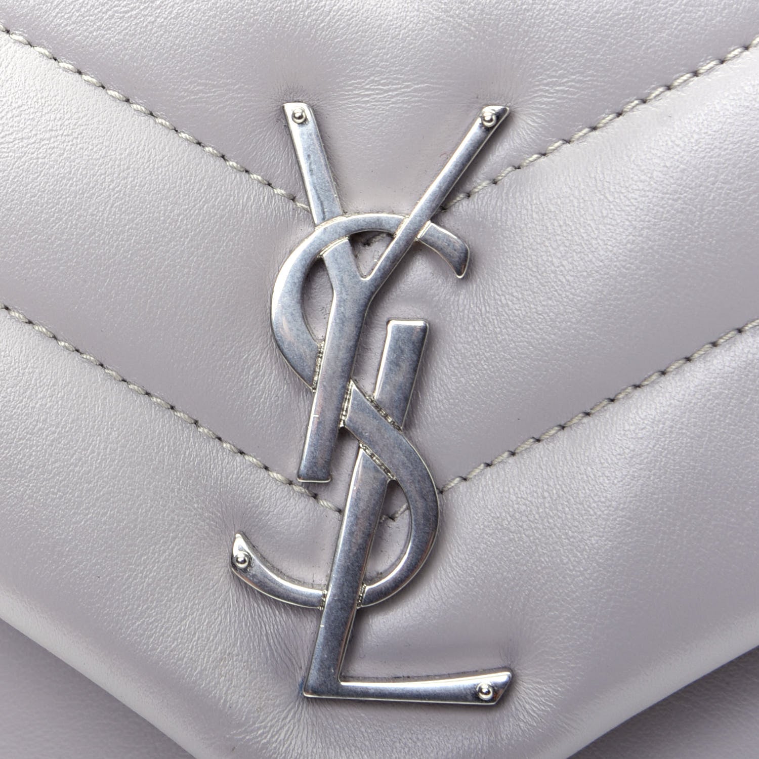 Saint Laurent Calfskin Y Quilted Monogram Small Loulou Chain Satchel Granite 18 of 19
