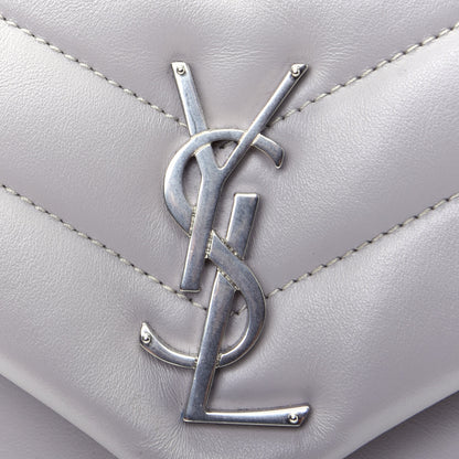Saint Laurent Calfskin Y Quilted Monogram Small Loulou Chain Satchel Granite 18 of 19