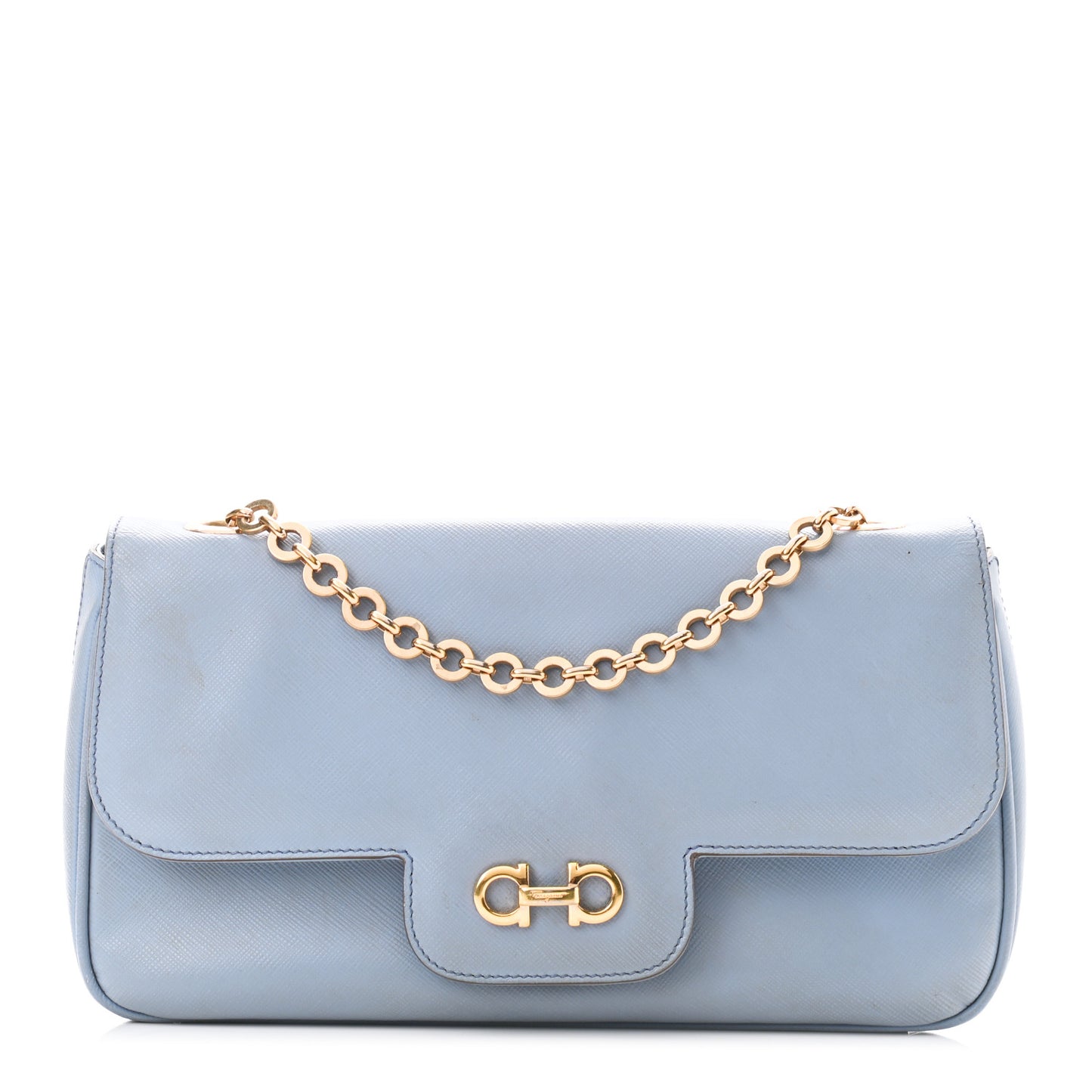 Printed Calfskin Rory Chain Shoulder Bag Light Blue