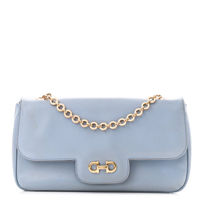 Salvatore Ferragamo Printed Calfskin Rory Chain Shoulder Bag Light Blue 1 of 11