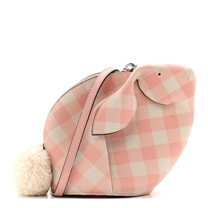 Loewe Calfskin Shearling Gingham Mini Bunny Crossbody Bag Pink 1 of 14