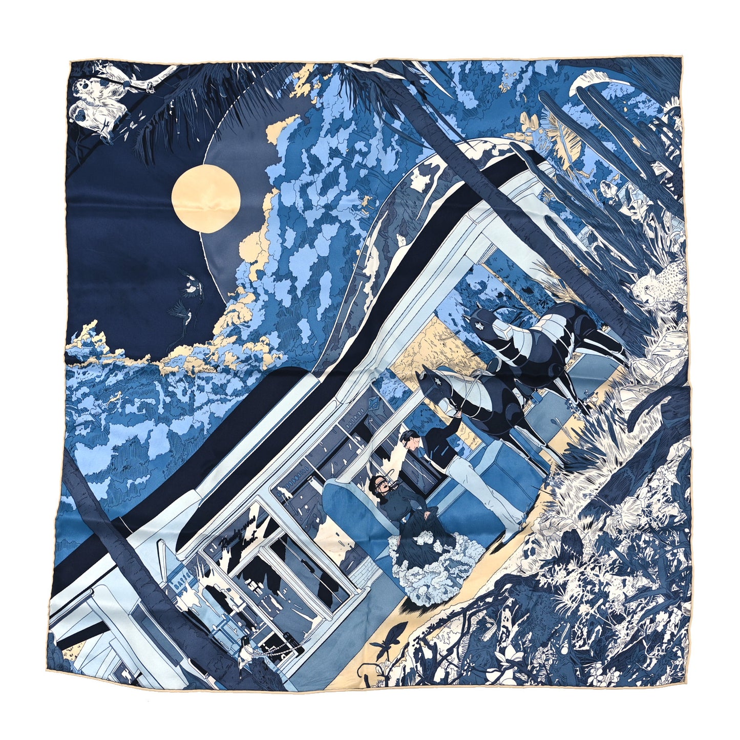 Silk Rendez-Vous Galant Scarf 70 Bleu Gris Bleute Vanille
