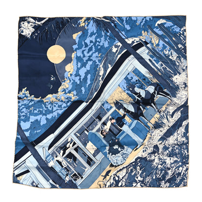 Hermes Silk Rendez-Vous Galant Scarf 70 Bleu Gris Bleute Vanille 1 of 7