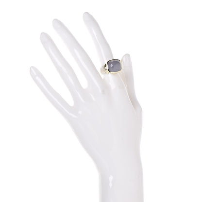 David Yurman Sterling Silver 14K Yellow Gold Chalcedony 14mm Noblesse Ring 50 5.5 2 of 7
