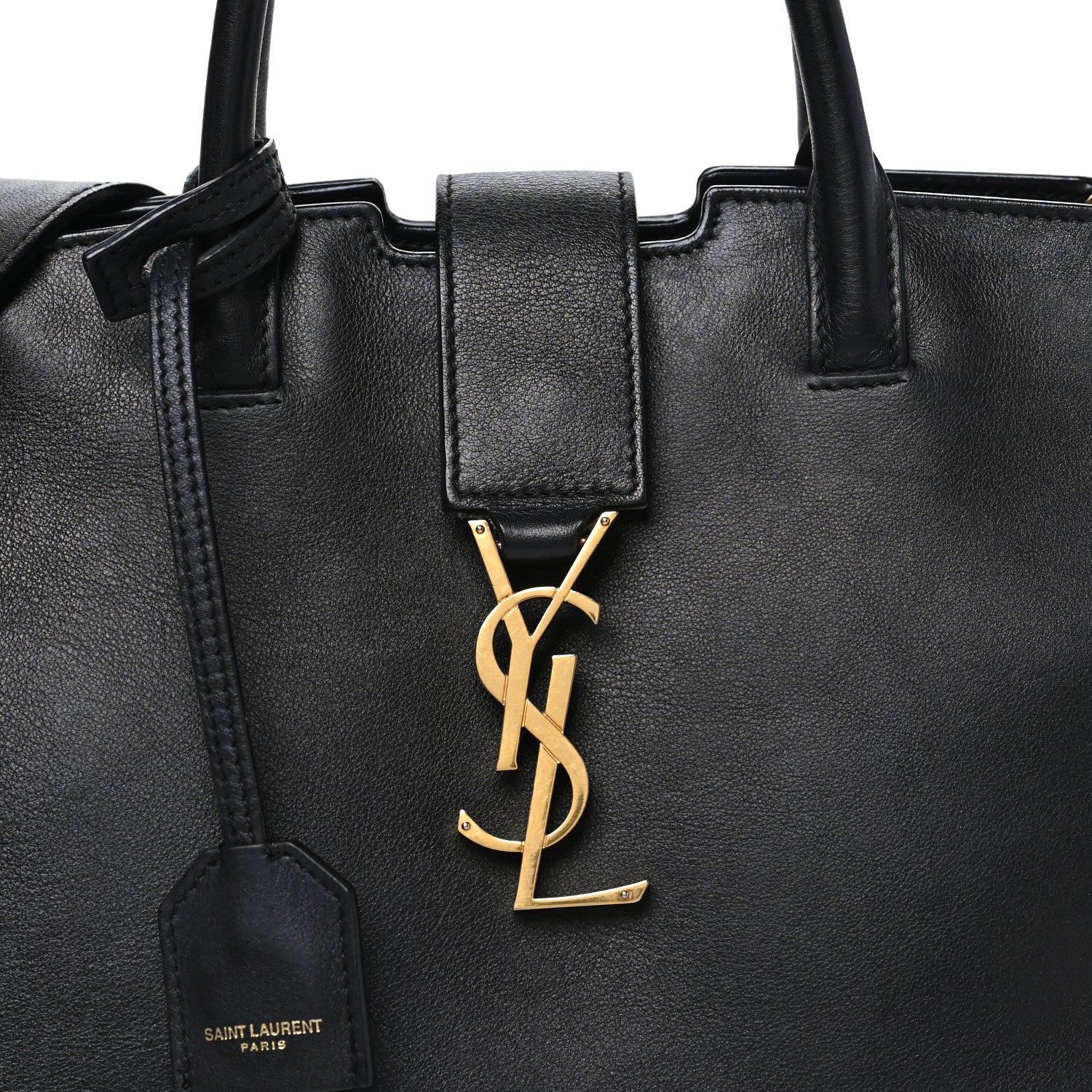 Saint Laurent Calfskin Suede Small Monogram Downtown Cabas Black 8 of 10