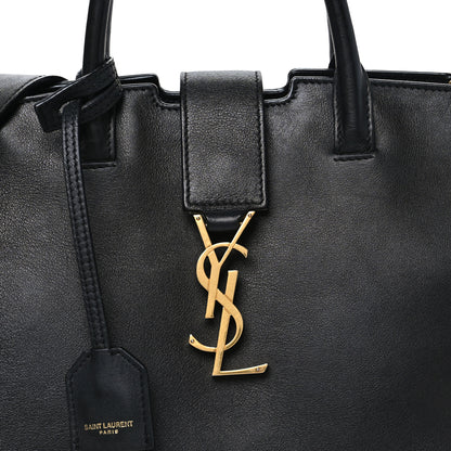 Saint Laurent Calfskin Suede Small Monogram Downtown Cabas Black 8 of 10