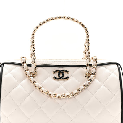 Chanel Lambskin Quilted Barrel Clutch With Chain White 8 of 11