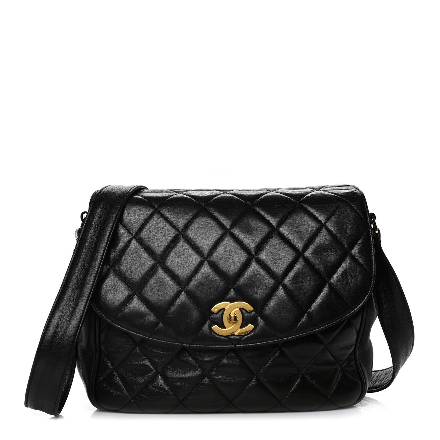 Chanel Lambskin Quilted CC Flap Shoulder Bag Black 1 of 10