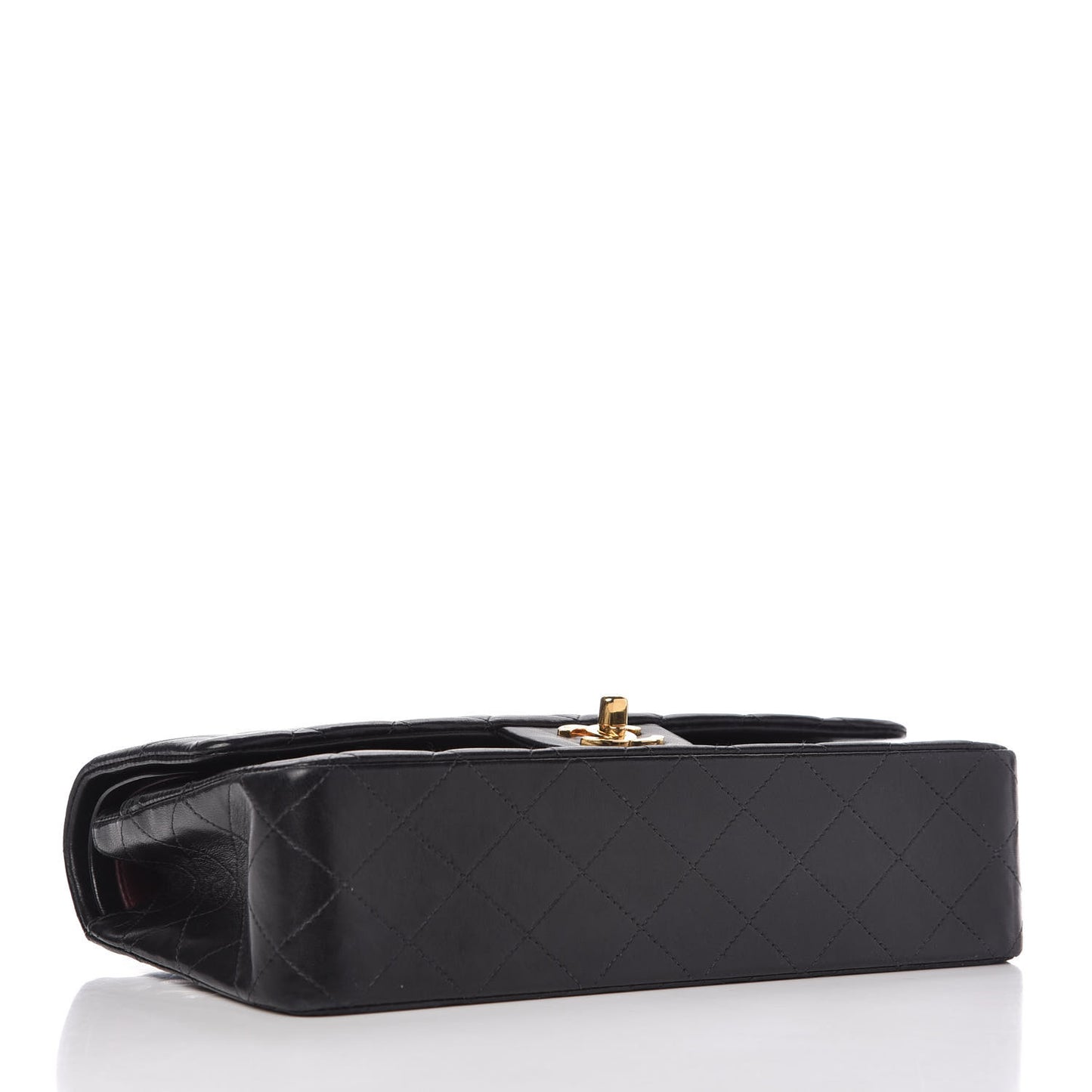 Lambskin Quilted Medium Double Flap Black