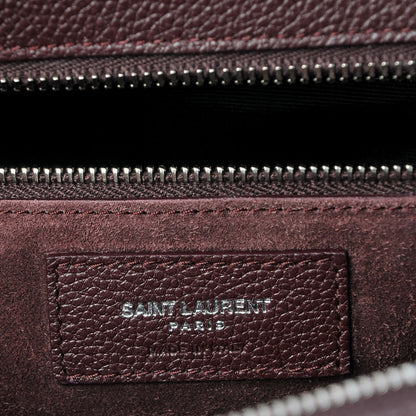 Saint Laurent Grained Calfskin Small Cabas Rive Gauche Amaranto 6 of 7