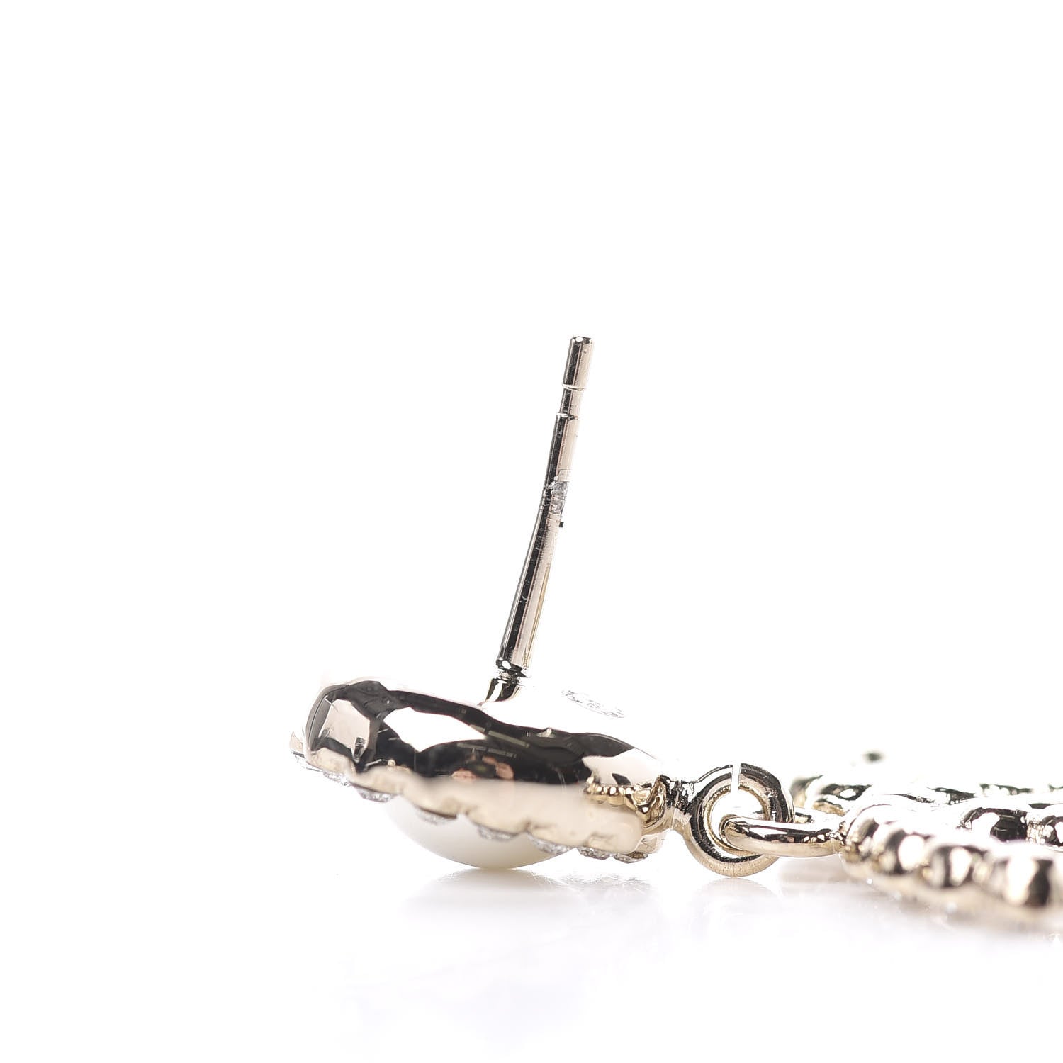 Chanel Crystal Pearl Bow-tiful CC Drop Earrings Gold 5 of 6