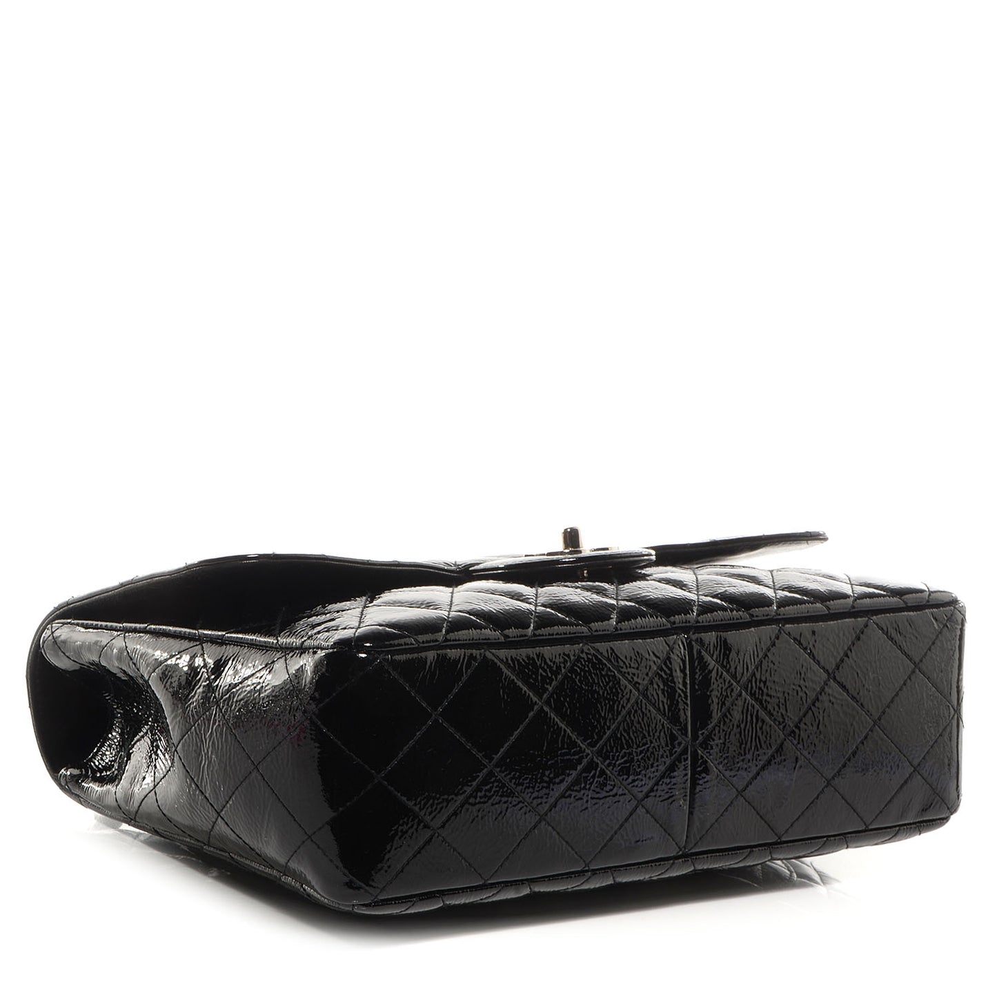 Distressed Patent Jumbo Single Flap Black