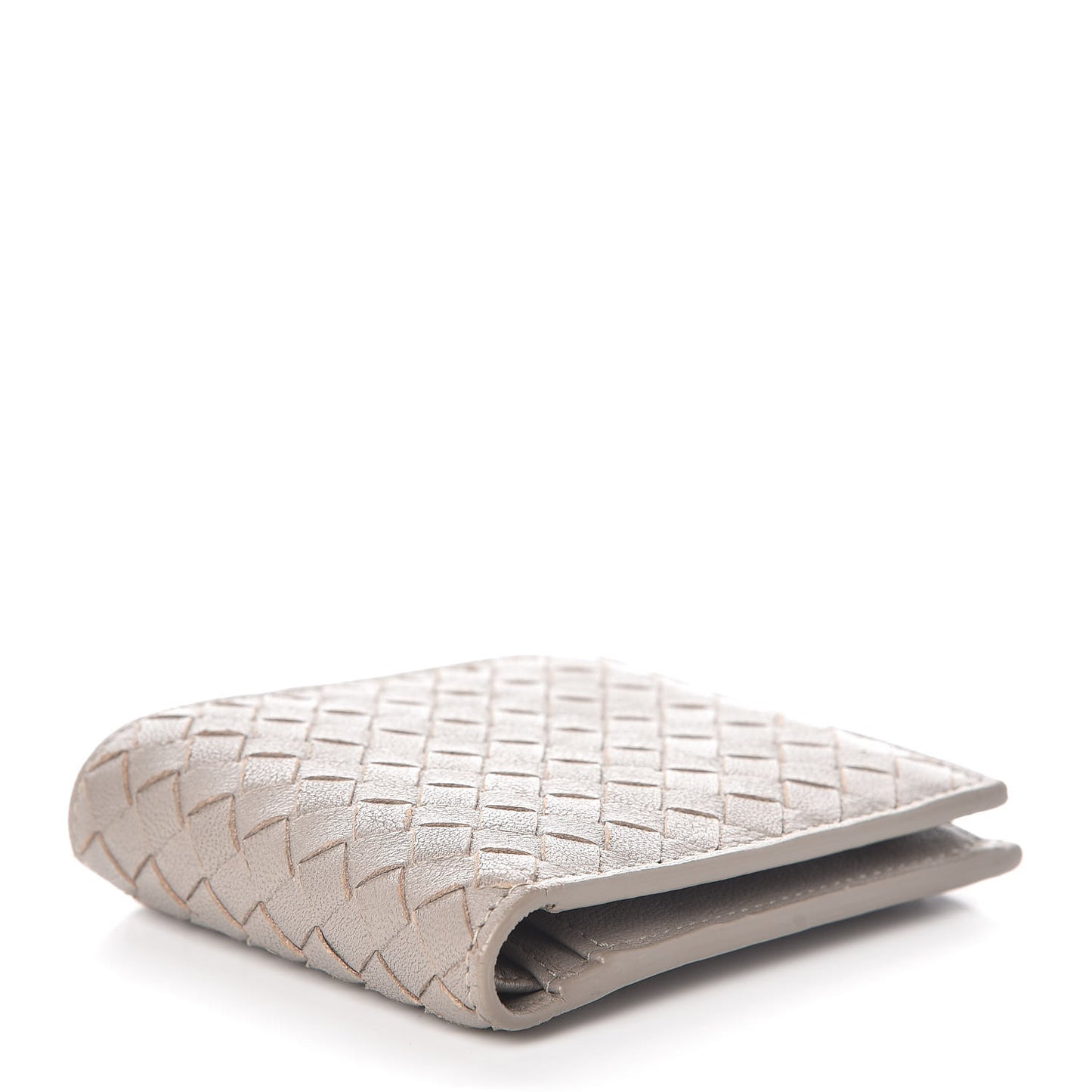 Nappa Intrecciato Coin Purse Bi-Fold Wallet Light Grey