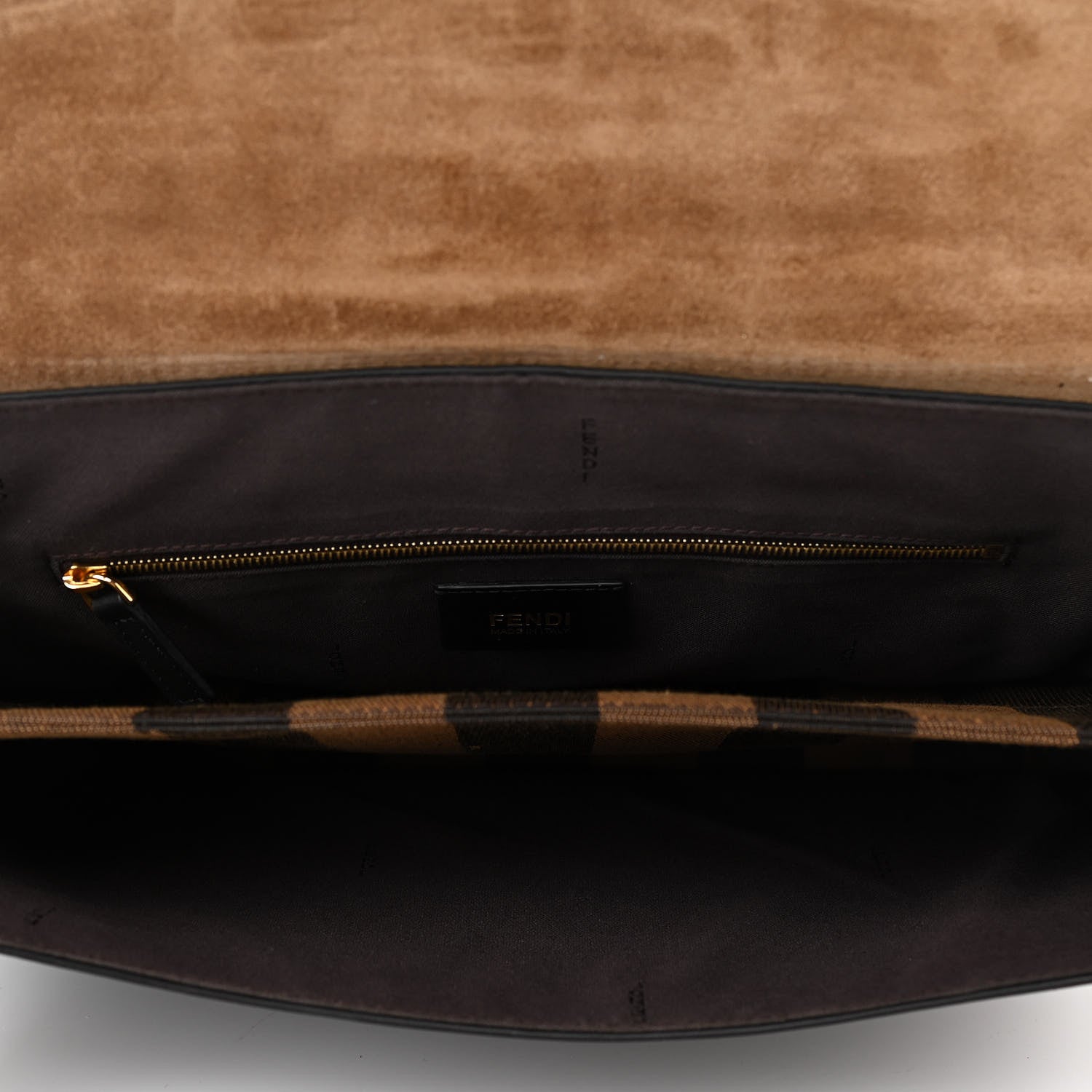 Fendi Grained Calfskin Pequin Embossed Medium Claudia Shoulder Bag Black 5 of 9