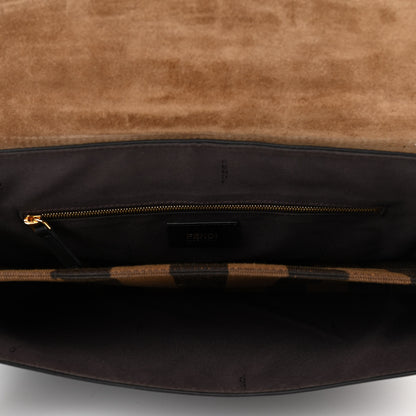Fendi Grained Calfskin Pequin Embossed Medium Claudia Shoulder Bag Black 5 of 9