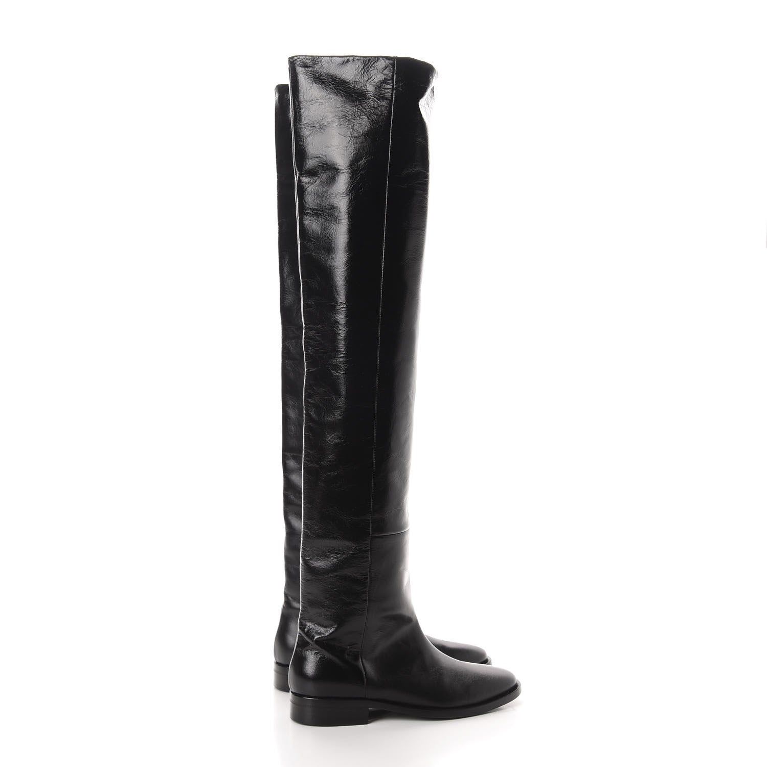 Saint Laurent Calfskin Thigh High Boots 35 Black 4 of 7