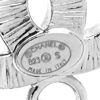 Chanel Metal Crystal CC Drop Earrings Silver 4 of 4