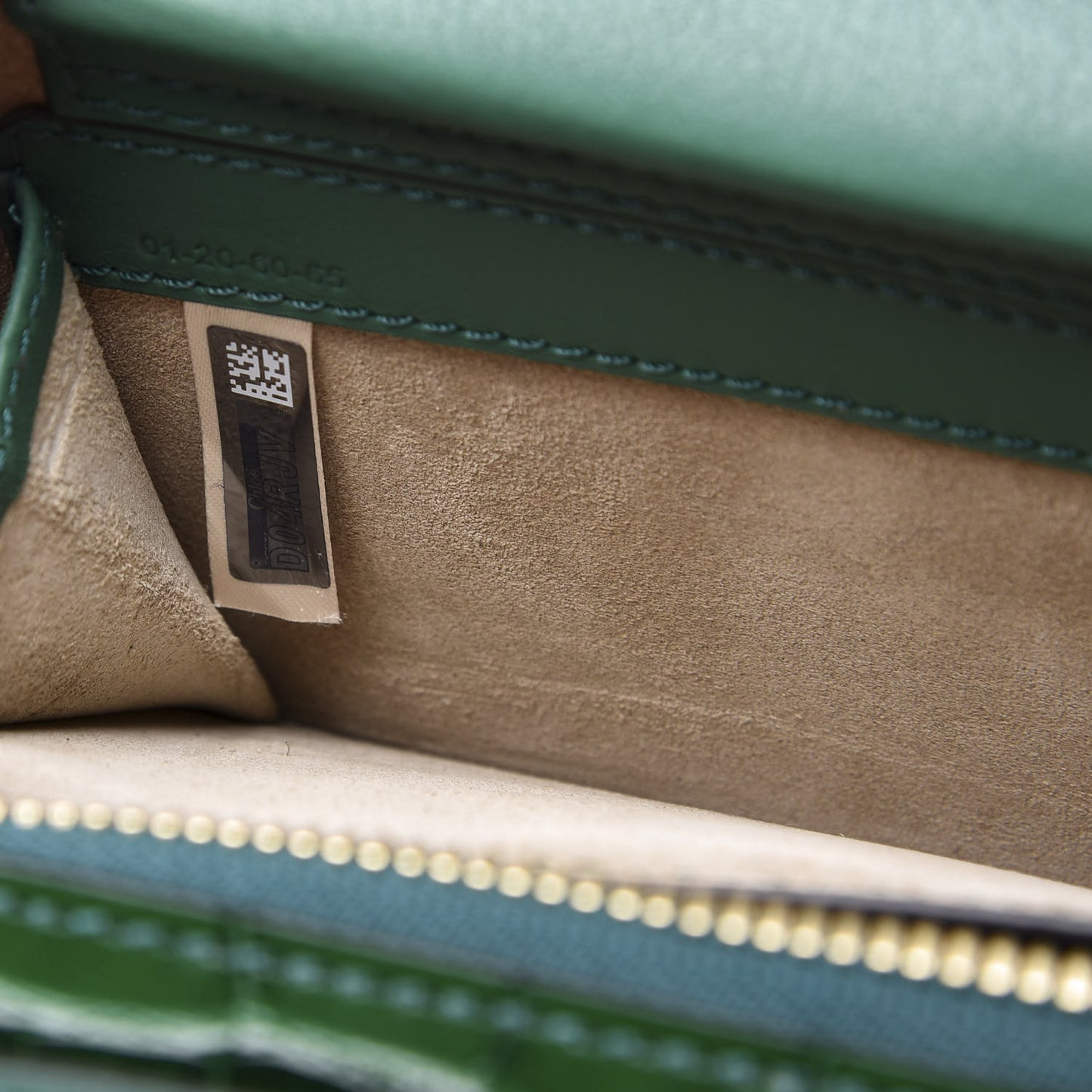 Calfskin Crocodile Embossed Mini C Vanity Bag Woodsy Green