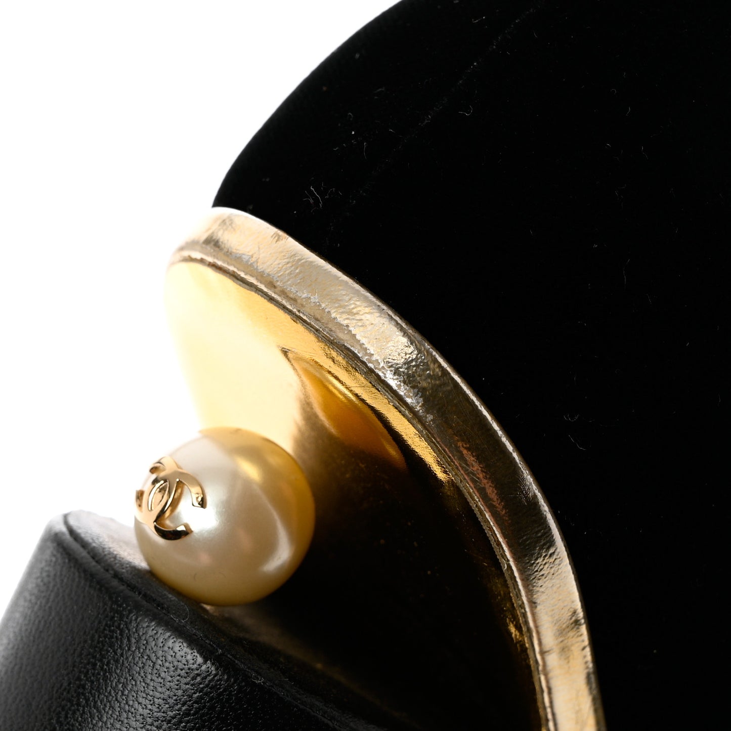 Velvet Satin Cap Toe Pearl Pumps 38 Black