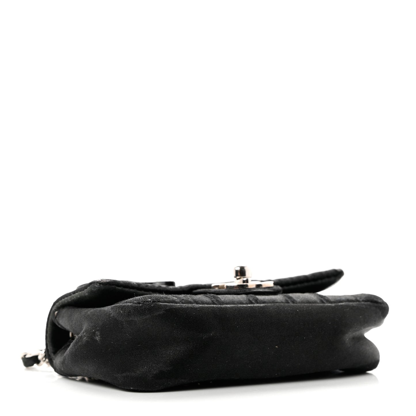 Satin Square Quilted Lipstick Charm Mini Flap Black