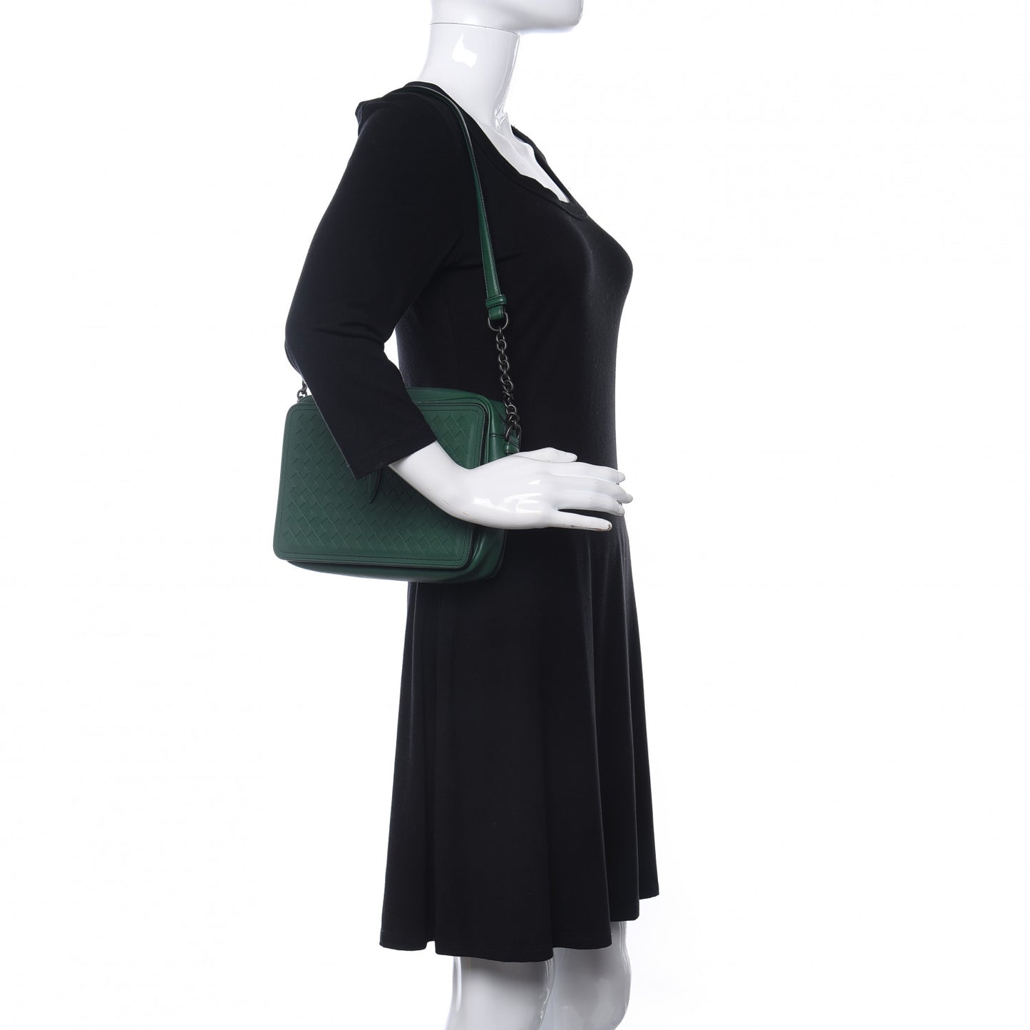 Nappa Intrecciato Medium Camera Shoulder Bag Green